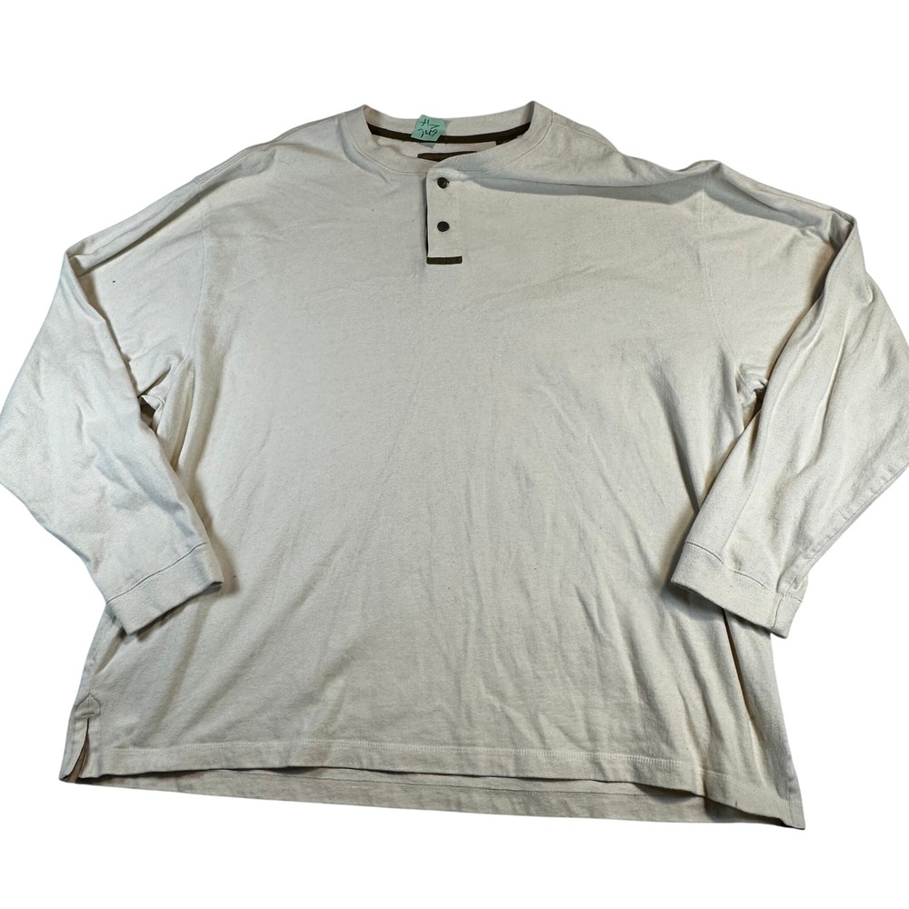 North River Outfitters Mens XXL Henley Shirt Long Sleeve Cream Cotton‎ Cozy